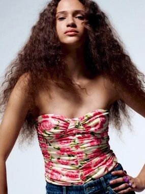 Zara floral Strapless Bustier bodysuit
